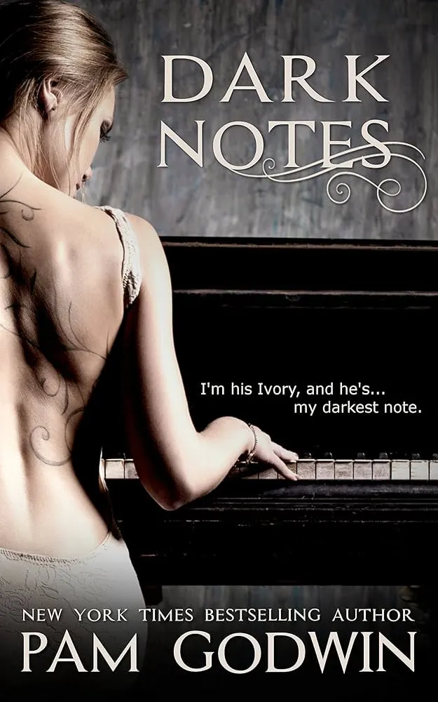 Cover of "Dark Notes" by Pam Godwin, featuring a dark, moody design with bold typography and an abstract background.