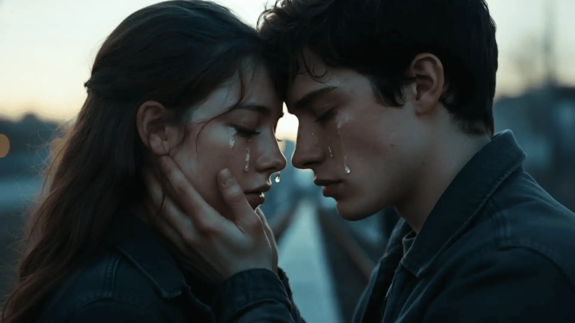 A young man and woman gaze at each other, sharing a moment of connection and understanding.