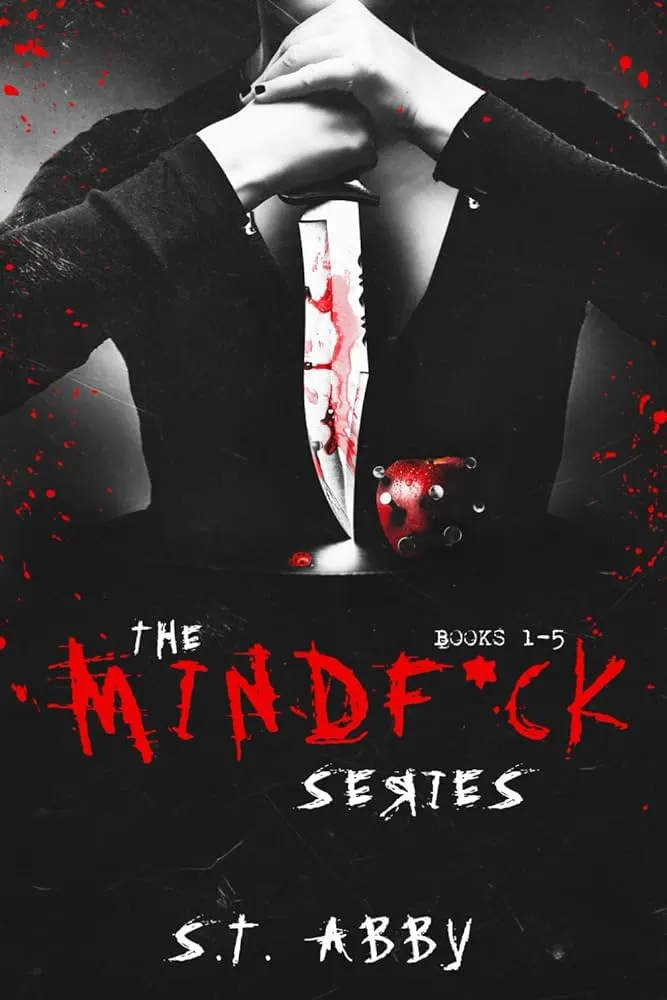 Cover of "The Mindfuck Series" by St. Abby, featuring bold typography and abstract art elements.
