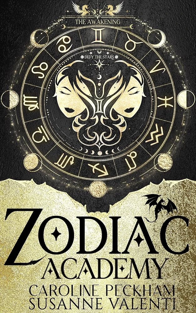 Cover of the novel "Zodiac Academy" featuring a fantasy-themed design with a central character.
